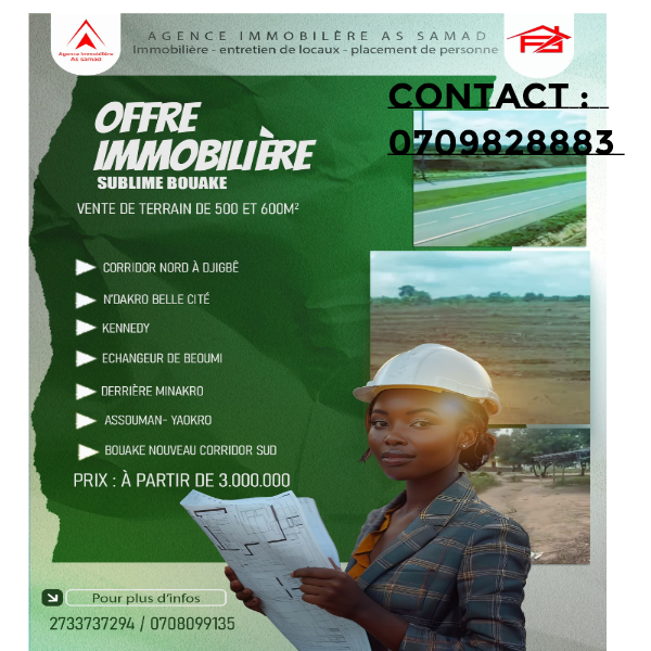 vente de terrain à bouaké